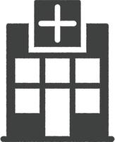 Krankenhaus Symbol Vektor Illustration im Briefmarke Stil