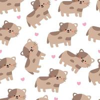 nahtlos Muster Karikatur Katzen. süß Tier Hintergrund Illustration zum Geschenk wickeln Papier vektor