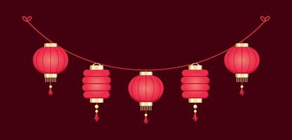 Chinesisch Laterne hängend Girlande, Mond- Neu Jahr und mitte Herbst Festival Dekoration Grafik vektor