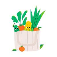frukt och grönsaker i en väska vektor