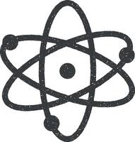 atom, atom- ikon vektor illustration i stämpel stil