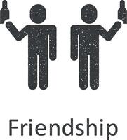 vänskap, vänskap ikon vektor illustration i stämpel stil