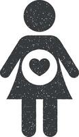 Versicherung, Abdeckung, Mutterschaft, Schwangerschaft Symbol Vektor Illustration im Briefmarke Stil