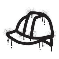 hård hatt graffiti dragen med svart spray måla vektor