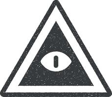 Auge im Pyramide Symbol Vektor Illustration im Briefmarke Stil