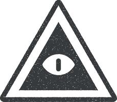 öga i pyramid ikon vektor illustration i stämpel stil