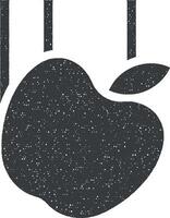 Labor, Newton Apfel Symbol Vektor Illustration im Briefmarke Stil