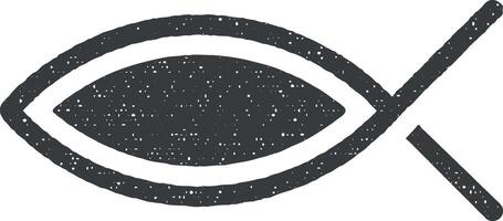 ichthys ikon vektor illustration i stämpel stil