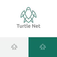 Schildkrötennetz Tiergeschäftstechnologie Monoline-Logo vektor
