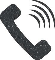Telefon Anruf Zeichen Symbol Vektor Illustration im Briefmarke Stil