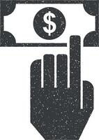 Wohltätigkeit, Geschäft Vektor Symbol Illustration mit Briefmarke bewirken