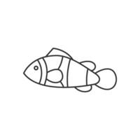 clown fisk ikon i tunn översikt stil vektor
