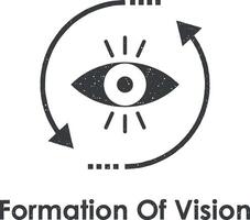 Auge, Kreis, Pfeil, Formation von Vision Vektor Symbol Illustration mit Briefmarke bewirken