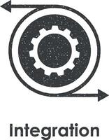 cirkel, redskap, pil, integration vektor ikon illustration med stämpel effekt
