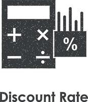 Taschenrechner, Prozent, Diagramm, Rabatt Bewertung Vektor Symbol Illustration mit Briefmarke bewirken