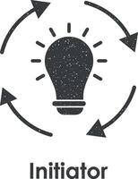 cirkel, pilar, Glödlampa, initiativtagare vektor ikon illustration med stämpel effekt