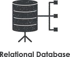 data, förbindelse, relationellt databas vektor ikon illustration med stämpel effekt