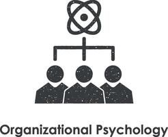 team, global, organisatoriska psykologi vektor ikon illustration med stämpel effekt