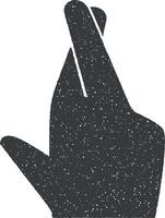 Hand, Finger, Geste, Lüge Vektor Symbol Illustration mit Briefmarke bewirken
