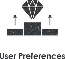 stå, diamant, användare preferenser vektor ikon illustration med stämpel effekt