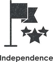 flagga, stjärna, oberoende vektor ikon illustration med stämpel effekt