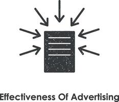 effektivitet av reklam, pil vektor ikon illustration med stämpel effekt