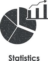 Kuchen, Diagramm, Statistiken Vektor Symbol Illustration mit Briefmarke bewirken