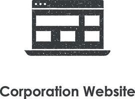 Laptop, Konzern Webseite Vektor Symbol Illustration mit Briefmarke bewirken