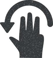 Hand, Finger, Geste, wischen drehen, links Vektor Symbol Illustration mit Briefmarke bewirken