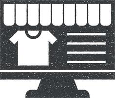E-Commerce, Einkaufen Vektor Symbol Illustration mit Briefmarke bewirken