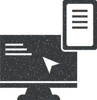 e-handel, dator, telefon vektor ikon illustration med stämpel effekt