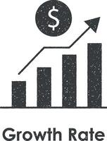 Diagramm, Dollar, Pfeil Vektor Symbol Illustration mit Briefmarke bewirken