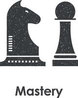 Schachfiguren, Meisterschaft Vektor Symbol Illustration mit Briefmarke bewirken
