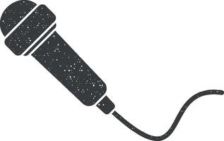 sångare mikrofon vektor ikon illustration med stämpel effekt