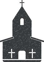 kyrka vektor ikon illustration med stämpel effekt