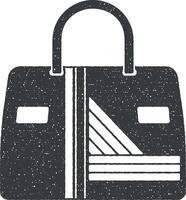 Damen Handtasche Vektor Symbol Illustration mit Briefmarke bewirken