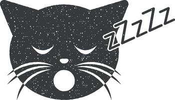 Schlafen Katze Vektor Symbol Illustration mit Briefmarke bewirken