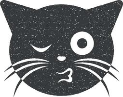 zwinkern Kuss Katze Vektor Symbol Illustration mit Briefmarke bewirken