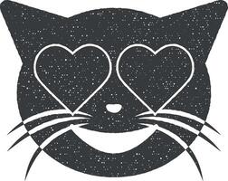 förälskad katt vektor ikon illustration med stämpel effekt