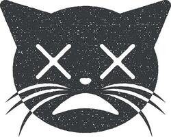 schwindlig Gesicht Katze Vektor Symbol Illustration mit Briefmarke bewirken
