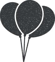 Luftballons Glyphe Stil Vektor Symbol Illustration mit Briefmarke bewirken