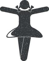 das Mädchen ist Tanzen Vektor Symbol Illustration mit Briefmarke bewirken