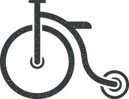 cirkus cykel glyf stil vektor ikon illustration med stämpel effekt