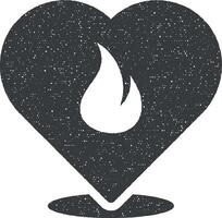 Verbrennung Herz Vektor Symbol Illustration mit Briefmarke bewirken
