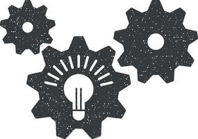 Mechanismus zum Entwicklung Ideen Vektor Symbol Illustration mit Briefmarke bewirken