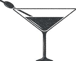 Martini im ein Glas Vektor Symbol Illustration mit Briefmarke bewirken