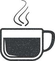 en kopp av te vektor ikon illustration med stämpel effekt