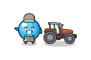 tuggummibollbondens maskot som står bredvid en traktor vektor