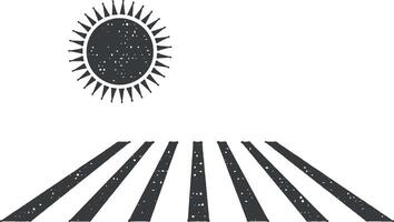 Sonne und Feld Vektor Symbol Illustration mit Briefmarke bewirken