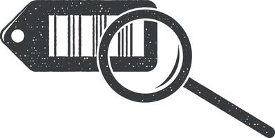 Bar Code Etikett und Vergrößerung Glas Vektor Symbol Illustration mit Briefmarke bewirken